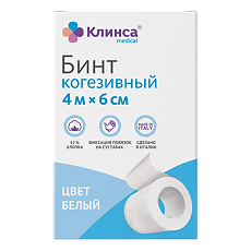 Купить Клинса Бинт когезивный самофиксирующийся 4м х 6см белый 1 шт цена