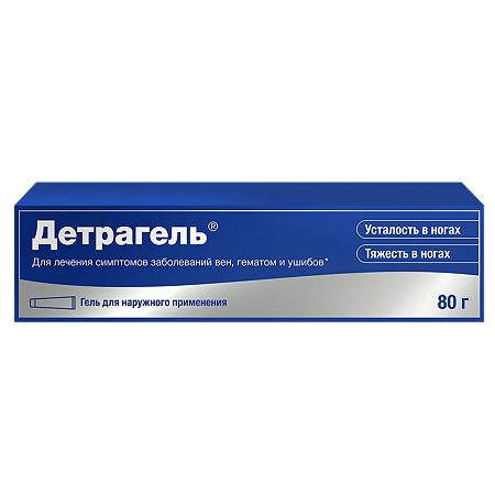 Изображение товара Детрагель гель для наружного применения 100 ме/г+10 мг/г+10 мг/г туба 80 г 1 шт