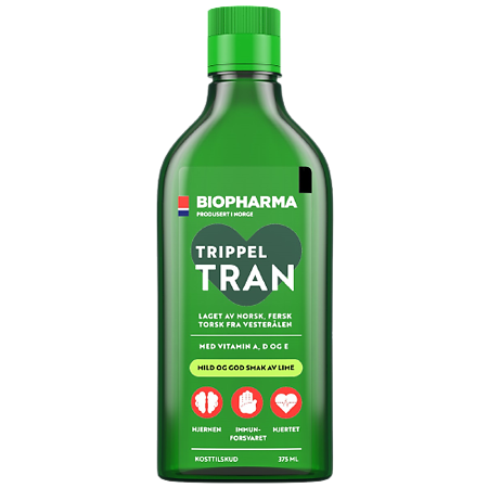 Biopharma Trippel Tran Рыбий жир из печени арктической трески жидкий со вкусом лимона 375 мл 1 шт