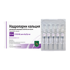 Купить Надропарин кальция раствор для инъекций 9500 анти-ха ме/мл 0,6 мл (5700 анти-ха ме) шприцы 5 шт цена