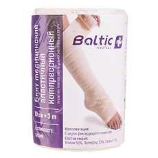 Купить Бинт Baltic medical медицинский эластичный компрессионный СР 10 см х 3,0 м 1 шт цена