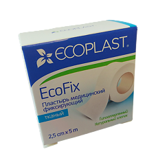 Изображение товара Ecoplast Пластырь EcoFix медицинский фиксирующий тканый 2,5 см х 5 м 1 шт