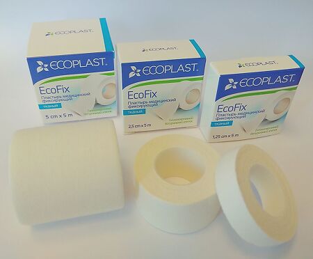 Ecoplast Пластырь EcoFix медицинский фиксирующий тканый 2,5 см х 5 м 1 шт