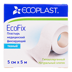 Изображение товара Ecoplast Пластырь EcoFix медицинский фиксирующий тканый 5 см х 5 м 1 шт