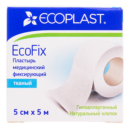 Ecoplast Пластырь EcoFix медицинский фиксирующий тканый 5 см х 5 м 1 шт