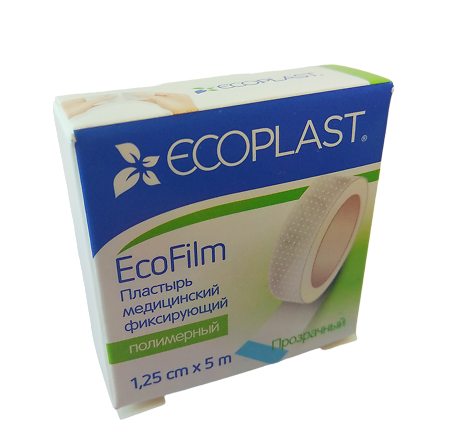 Ecoplast Пластырь EcoFilm медицинский фиксирующий полимерный 1,25 см х 5 м 1 шт