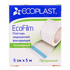 Купить Ecoplast Пластырь EcoFilm медицинский фиксирующий полимерный 5 см х 5 м 1 шт цена