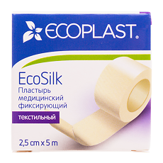 Купить Ecoplast Пластырь EcoSilk медицинский фиксирующий текстильный 2,5 см х 5 м 1 шт цена