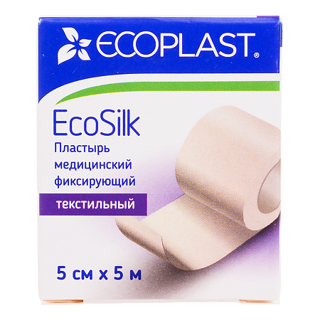 Ecoplast Пластырь EcoSilk медицинский фиксирующий текстильный 5 см х 5 м 1 шт