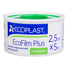 Изображение товара Ecoplast Пластырь EcoFilm plus медицинский фиксирующий полимерный 2,5 см х 5 м 1 шт