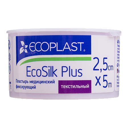 Ecoplast Пластырь EcoFilm plus медицинский фиксирующий текстильный 2,5 см х 5 м 1 шт
