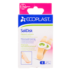 Изображение товара Ecoplast Набор противомозольных пластырей SaliDisk 72x19мм 6 шт