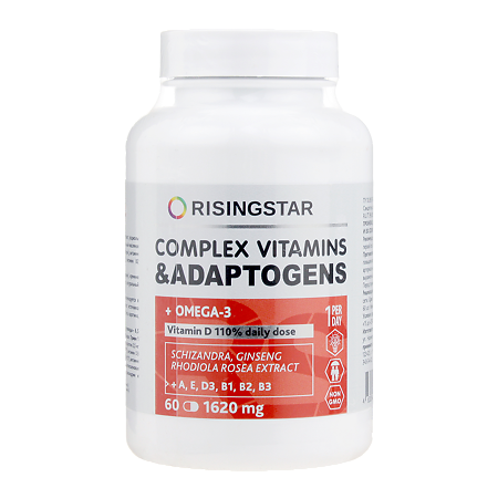 Комплекс витаминов и адаптогенов с Омега-31620 мг Risingstar капсулы, 60 шт.