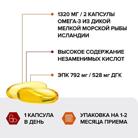 Risingstar Омега-3 жирные кислоты высокой концентрации капсулы массой 1620 мг 60 шт