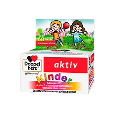 Изображение товара Доппельгерц Актив Kinder Кальций +D3 для детей с 3-х лет со вкусом черноплодной рябины и малины жевательные таблетки массой 1500 мг 60 шт