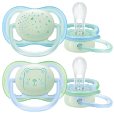 Купить Philips Avent Пустышка светящаяся Ultra Air Night SCF376/11 в комплекте с футляром для хранения и стерилизации 0-6 мес 2 шт цена