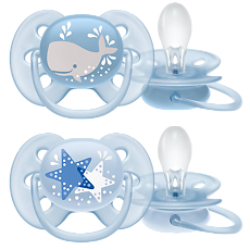 Купить Philips Avent Пустышка силиконовая Ultra Soft Кит/Звезда 6-18 мес для мальчиков SCF223/03 2 шт цена
