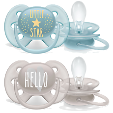 Купить Philips Avent Пустышка силиконовая Ultra Soft Little star/Hello 6-18 мес для мальчиков SCF223/01 2 2 шт цена