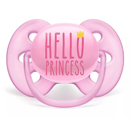 Philips Avent Пустышка силиконовая Ultra Soft Hello Princess 6-18 мес для девочек SCF529/01 1 шт