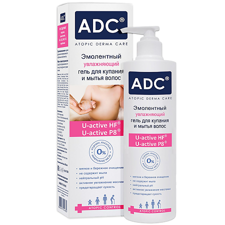 Изображение товара ADC Эмолентный гель для купания и мытья волос 0+ 200 мл - увлажняющее средство для сухой и чувствит