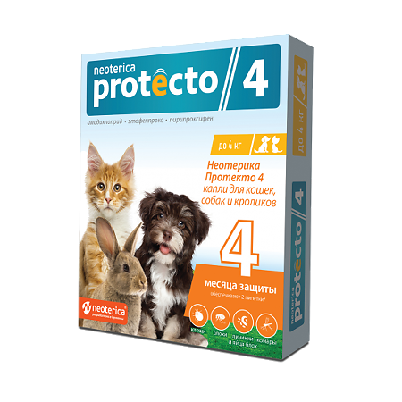 Неотерика Протекто (Neoterica Protecto) 4 Капли для кошек и собак до 4 кг пипетки 2 шт