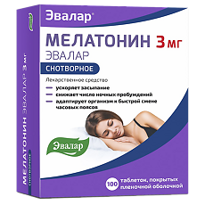 Изображение товара Мелатонин Эвалар таблетки покрыт.плен.об. 3 мг 100 шт