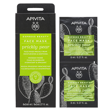 Apivita Express Beauty Маска для лица Prickly Pear Опунция саше 8 мл 2 шт
