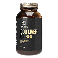 Купить Grassberg Cod Liver Oil Масло Печени Трески+Витамин А, D капсулы массой 609 мг 60 шт цена