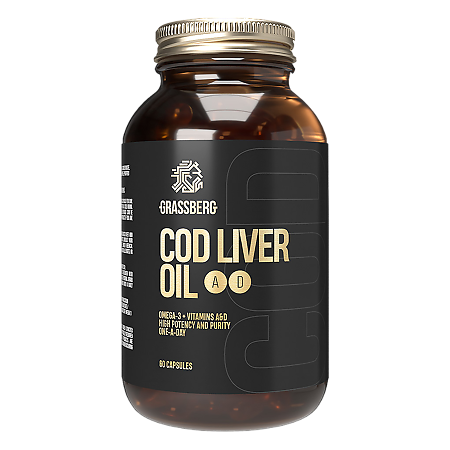 Grassberg Cod Liver Oil Масло Печени Трески+Витамин А, Е, D капсулы массой 609 мг 60 шт