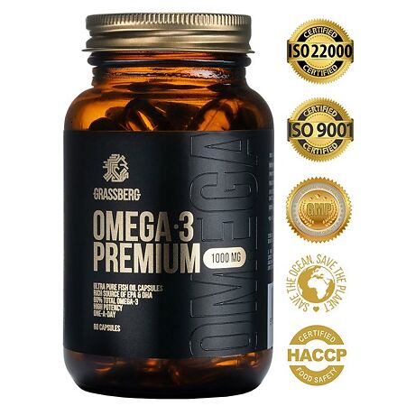 Grassberg Omega 3 Premium Омега Премиум 60% 1000 мг капсулы массой 1418 мг 60 шт