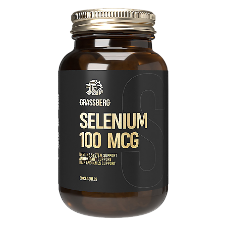 Изображение товара Grassberg Selenium 100 mcg / Селен 100 мкг капсулы массой 498,4 мг 60 шт
