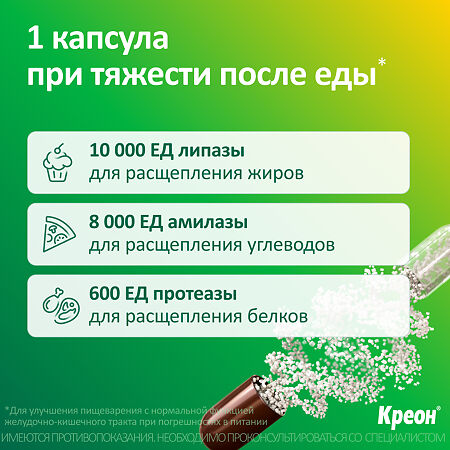 Креон 10000 капсулы кишечнорастворимые 10000 ед 50 шт