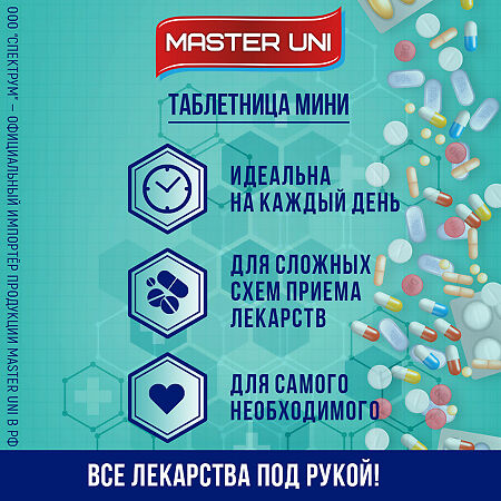 Master Uni Таблетница Мини 1 день утро/вечер/день/ночь 1 шт