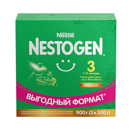 Nestogen 3 Детское молочко с пребиотиками и лактобатериями L.Reuteri с 12 мес 900 г 1 шт
