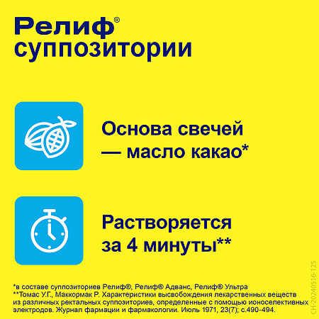 Релиф суппозитории ректальные 5 мг 10 шт