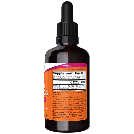 Now Витамин D3 400 МЕ / Liquid Vitamin D3 400 МЕ в каплях для детей 59 мл 1 шт