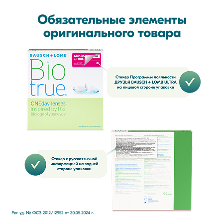 Контактные линзы Biotrue ONEday 90 шт / -1.50/8.6/14.2