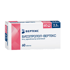 Купить Бисопролол-Вертекс таблетки покрыт.плен.об. 2,5 мг 60 шт цена