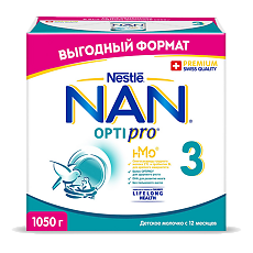 Купить NAN 3 Optipro Премиум Детское молочко с 12 мес 1050 г (3 х 350 г) цена