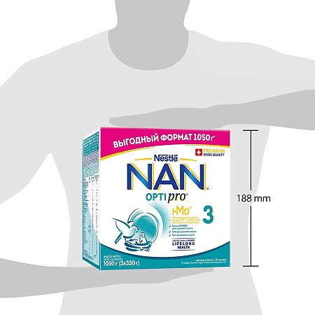 NAN 3 Optipro Премиум Детское молочко с 12 мес 1050 г (3 х 350 г)