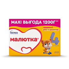 Изображение товара Малютка 4 Детское молочко с 18 мес (600 г х 2) 1200 г 1 шт