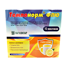 Купить Темпонорм Флю со вкусом лимона порошок д/приг раствора д/приема внутрь 10 шт цена