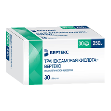 Купить Транексамовая кислота-Вертекс таблетки покрыт.плен.об. 250 мг 30 шт цена