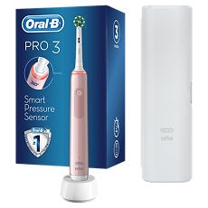 Купить Oral-B Электрическая зубная щетка PRO 3 с 1 сменной насадкой розовая + дорожный футляр 1 шт цена