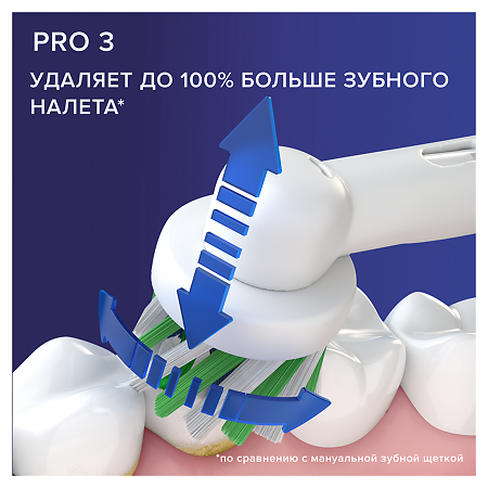 Oral-B Электрическая зубная щетка PRO 3 с 1 сменной насадкой розовая + дорожный футляр 1 шт