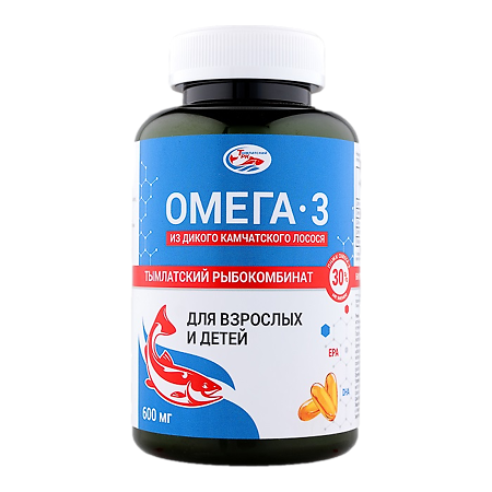 Омега-3 из дикого камчатского лосося для взрослых и детей капсулы по 600 мг банка 240 шт