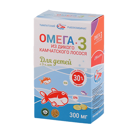 Омега-3 из дикого камчатского лосося для детей с 3-х лет Salmonica мягкие желатиновые капсулы по 300 мг 84 шт