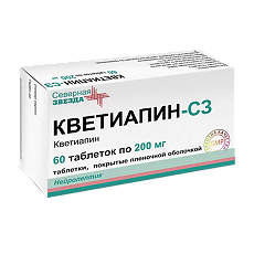 Купить Кветиапин таблетки покрыт.плен.об. 200 мг 60 шт цена
