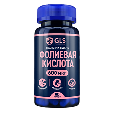 Купить Фолиевая кислота 600 мкг GLS капсулы по 400 мг 60 шт цена