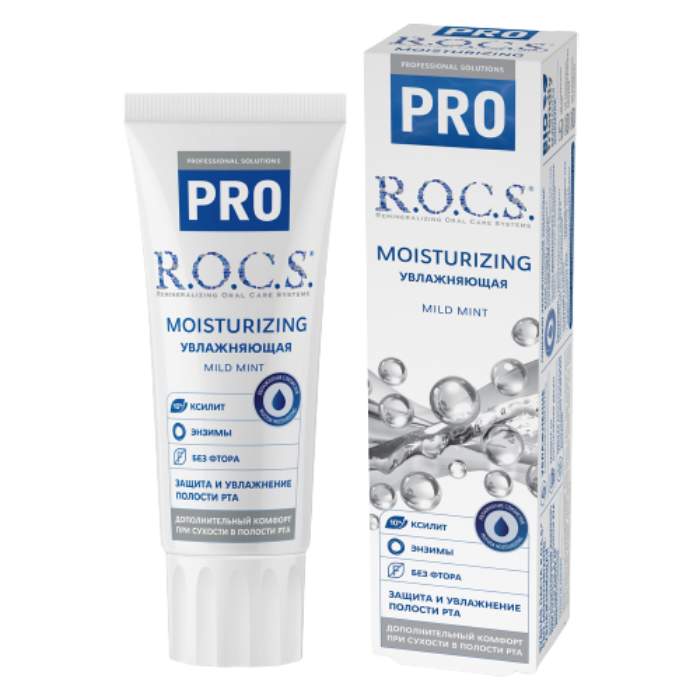 Изображение товара Зубная паста R.O.C.S. PRO Moisturizing 74 г увлажняющая для чувствительной полости Изображение товара Зубная паста R.O.C.S. PRO Moisturizing 74 г увлажняющая для чувствительной полости